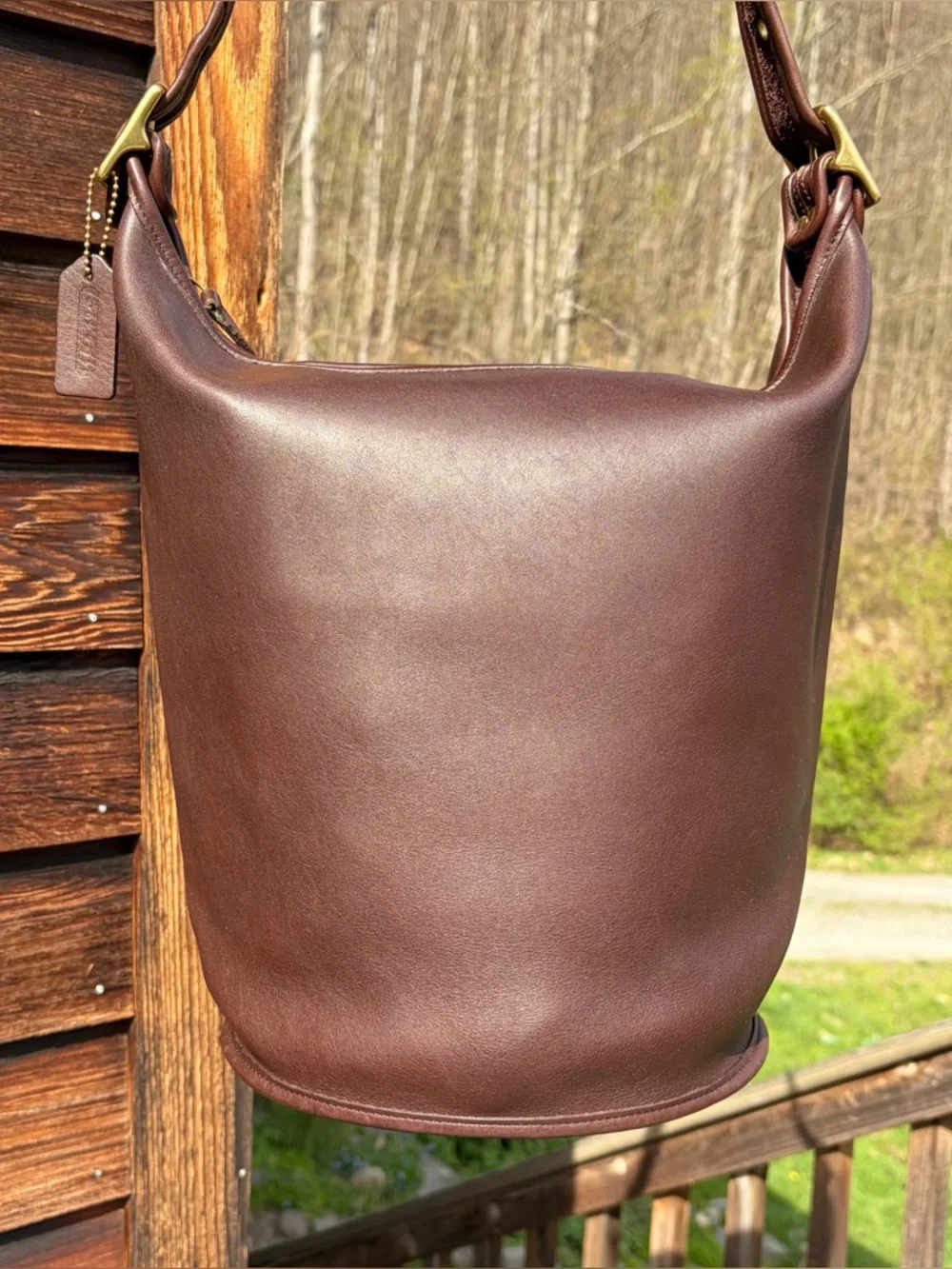 COACH Duffle Sac #9085 Mahogany Brown Leather Hungary Vintage 90s XL Bucket Bag - Picture 2 of 12